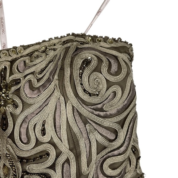 SUE WONG N3306 SOUTACHE BEADED STRAPLESS MINI COCKTAIL DRESS - Picture 9 of 12